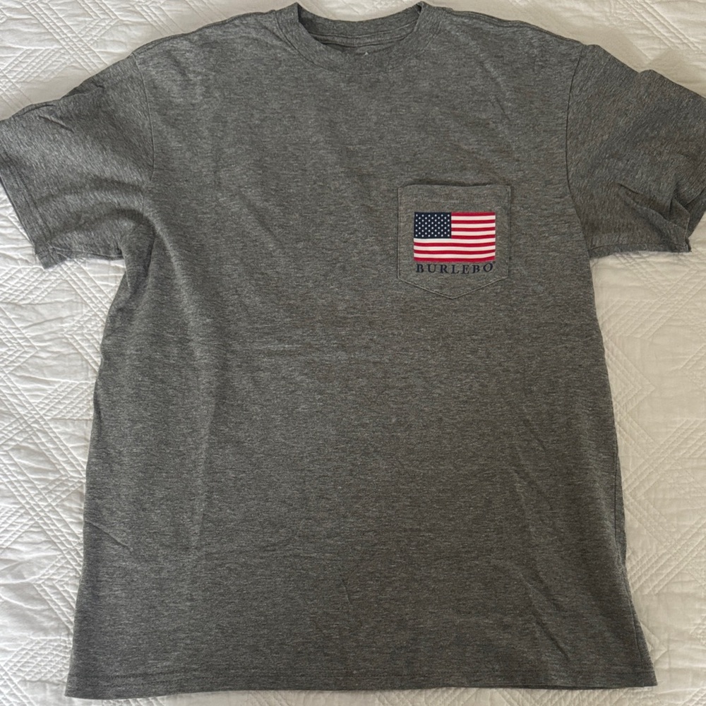 BURLEBO Heather Gray Men's Tee with Flag Pocket
